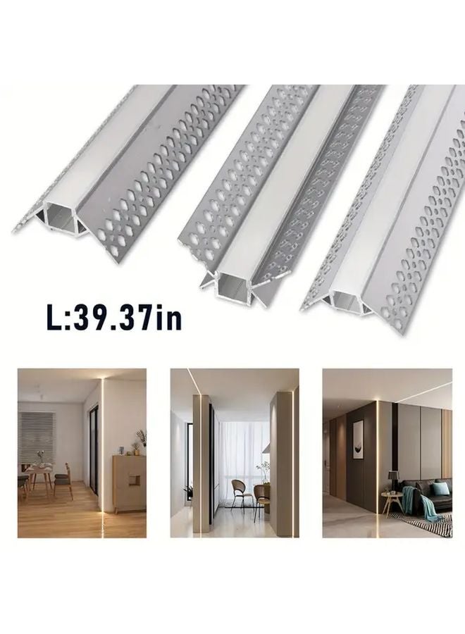 10pcs 3 3ft Aluminum LED Strip Channel With Concave Convex Corners Milky White Cover - Image 5